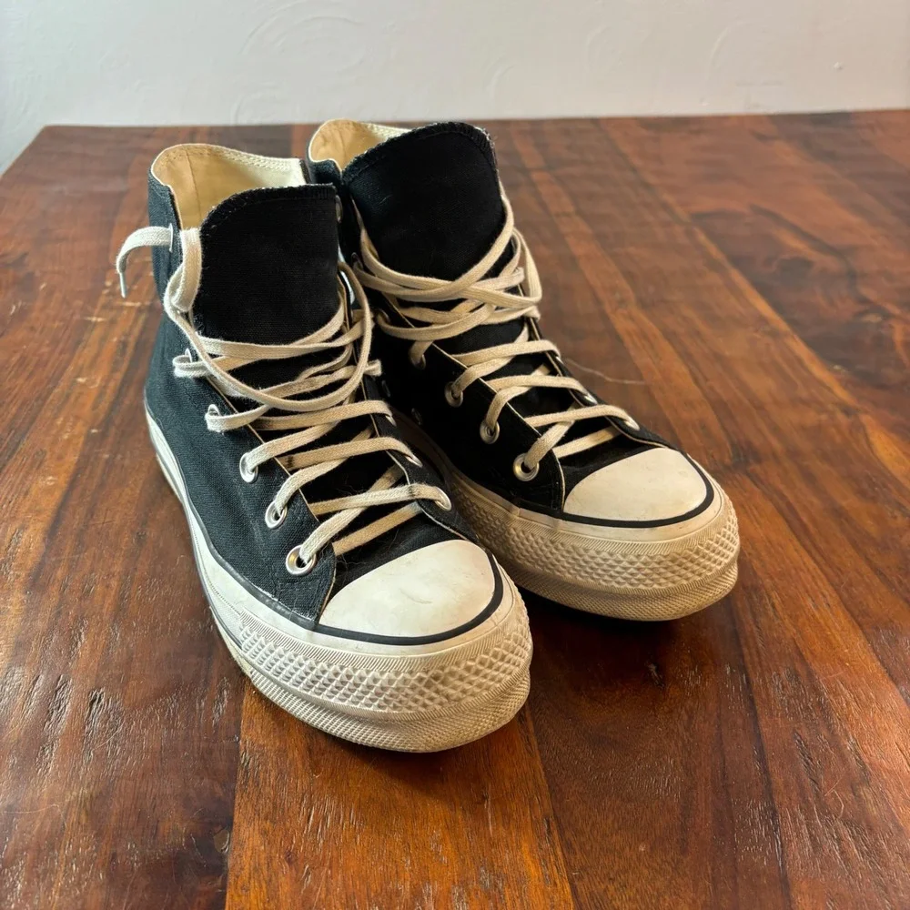 Converse Chuck Taylor All Star Platform High Top Black Canvas Sneakers Shoes